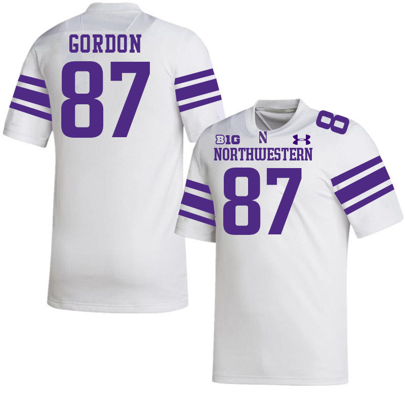 Northwestern Wildcats #87 Thomas Gordon College Football Jerseys Stitched-White